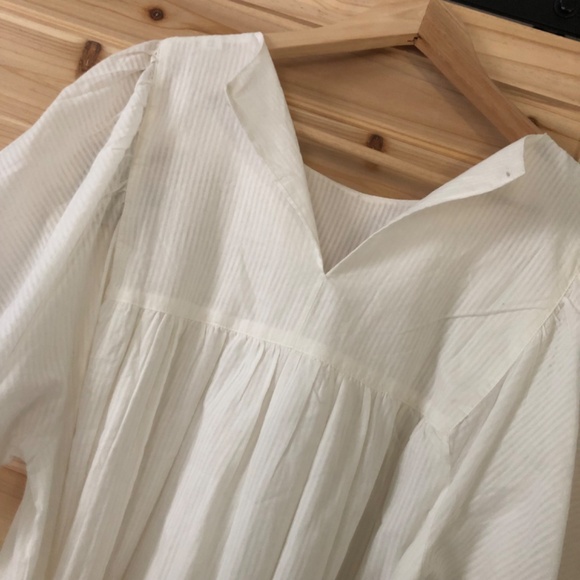 Emerson Fry India Collection Organic Cotton Basalie Dress S Dobby Stripe White - Picture 5 of 15